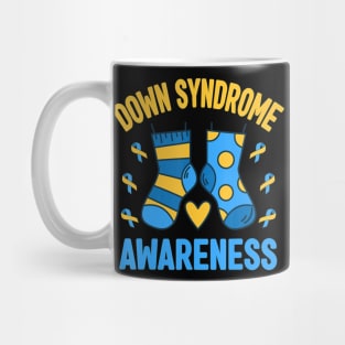 Down Syndrome Awareness Socks T21 Blue Yellow Ribbon Mug